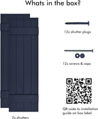 Board & Batten Vinyl Shutters (1 Pair) | 14.5"x47" (4-Board) - Navy Night Sky | Exterior Window Shutters | Includes Mounting Hardware | Simple Installation | Made in USA