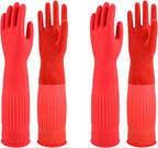 North Tower Rubber Gloves Kitchen Cleaning For Washing Dishing Kithchen, warmming Heat Resistant Dishwashing Gloves,18",2 Pairs Medium