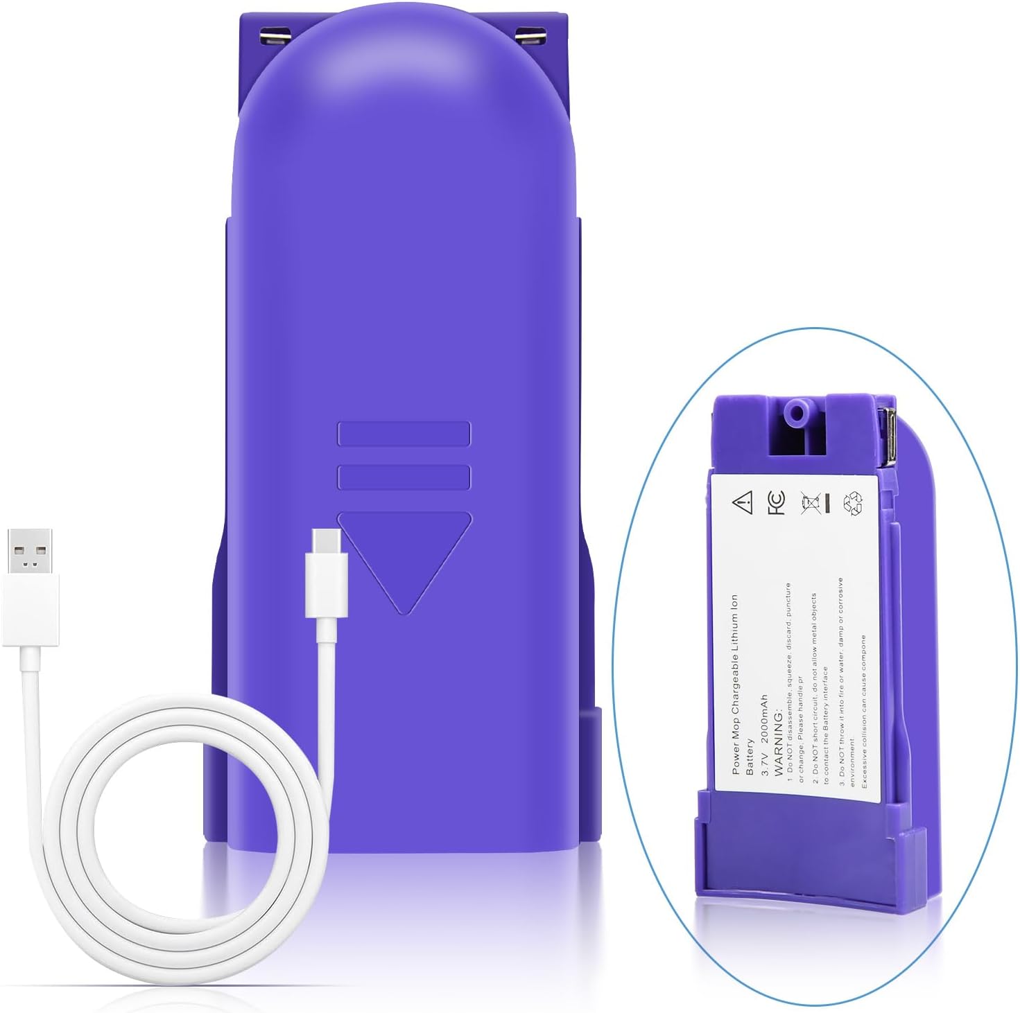 1 Pack Rechargeable Battery Pack Replacement for Swiffer Power Mop, 2000mAh Lithium Ion Battery Holder with Charging Port （500 Cycles, 3 Years）