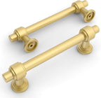 Amerdeco 10 Pack Brushed Gold Cabinet Pulls 3.75 Inch(96mm) Hole Center Drawer Pulls Cabinet Hardware Kitchen Cabinet Handles for Bathroom Dresser Pulls ZH0069