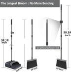 kelamayi Broom and Dustpan Set for Home, Office, Indoor&Outdoor Sweeping, Stand Up Broom and Dustpan (Black&Gray)
