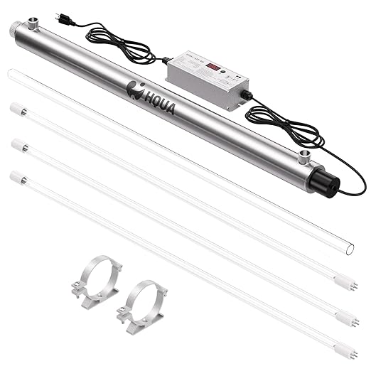 HQUA-OWS-12T 120V 40W 12GPM Whole House Ultraviolet Water Purifier Filter, + 2 Extra UV Bulbs,with Lamp Rated Life 365 Days Ballast