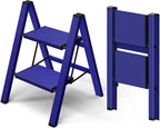 Taranta 2 Step Ladder,Aluminum Lightweight Folding 2 Step Stool with Anti-Slip Wide Pedal,330lbs Capacity Step Ladder for Household,Kitchen,Office - Blue