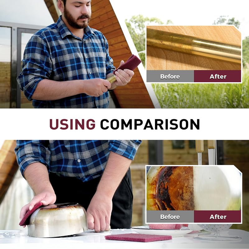 S SATC 6”×9” Maroon Scuff Pads, Pack of 20 Automotive Pads with Aluminum Oxide, Premium Sanding Pads for Surface Preparation, Scratch Removal, Paint Color Blend Prep, Automotive Autobody, Woodworking