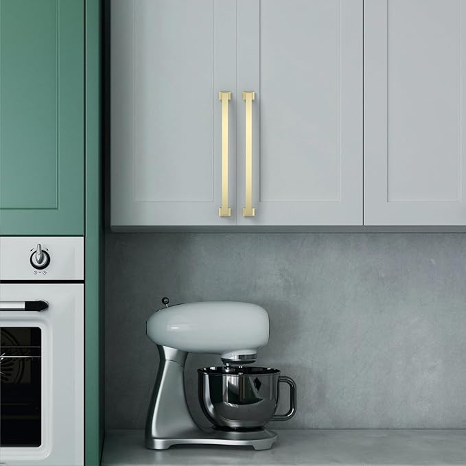 Asidrama 10 Pack 9 Inch(228mm) Brushed Brass Kitchen Cabinet Handles, Cabinet Pulls Kitchen Cabinet Hardware for Cupboard Drawer Pulls