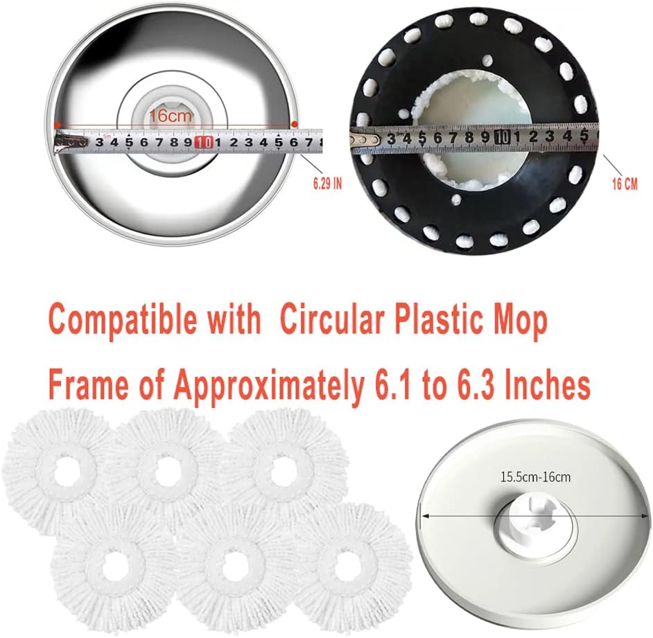 Spin Mop Head Refill Mop Replacement for Spin Magic Mop Pads Round Spin Mop Microfiber Easy Wring Spin Mop Head Cloth 6-Pack