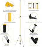 Telescoping Laser Level Pole with Tripod, 13.8Ft./4.2M with 1/4-Inch by 20-Inch Laser Mount for Rotary and Line Laser Level, 5/8"-11 Adapter Nut Included