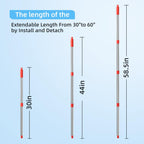 4-Section Spin Mop Replacement Handle，2.5-to-5 Foot Mop Stick Compatible with Triangle Spin Mop Base, Compatible with Ocedar Mop Handle for EasyWring Mop Refills (red)（Mop Head not Included）