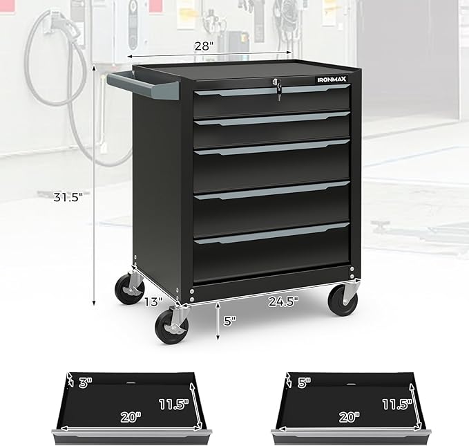 IRONMAX 11-Drawer Tool Chest with Wheels, 2-in-1 Detachable Tool Storage Organizer Tool Cabinet with Locking System & Liner, Metal Rolling Toolbox for Warehouse, Garage, Workshop, Household