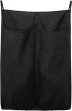100% Pure Linen Dual Hanging Laundry Bag with 2 Deep Pocket and 2 Side Zipper 20x27in, Over The Door Laundry Hamper Space Saving Hampers for Dirty Clothes Home Travel, Black