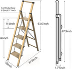 5 Step Ladder, Folding Step Stool, Lightweight Aluminum Foldable Ladder for 10 Foot High Ceiling with Anti-Slip Wide Sturdy Pedal and Handgrip, Multi-Use for Home (300 lbs Capacity) - Champagne Gold
