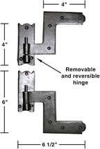 Renovators Supply Manufacturing - Heavy-Duty Black Wrought Iron Shutter Lift Off Pintle Hinges Colonial Pin Reversible for Doors, Window and Shutters with Hardware 6 1/2 Inches, Pack of 1 Pair