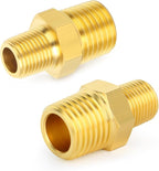 GASHER Brass Reducing Hex Nipples,3/8 Inch NPT Male x 1/4 Inch NPT Male Brass Pipe Adapter Fittings Reducing Nipples Connector（15Pcs）