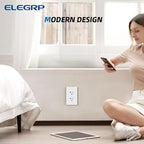 ELEGRP Glossy White Decorator Electrical Wall Outlet Receptacle, 20A 125V Standard Outlets, 2 Pole 3 Wire, Non-Tamper Resistant, NEMA 5-20R, Self-Grounding, Wall Plate Included, UL Listed, 50 Pack