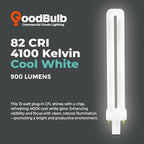 GoodBulb 13 Watt CFL Light Bulbs | 2 Pin GX23 Base 4100K Cool White | 13W High Output 800 Lumens | Single Tube Compact Fluorescent Light Bulbs Plug-in | 10 Pack