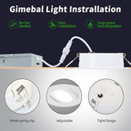 4 Inch Led Recessed Lights 10 Pack, Ajustable Eyeball Gimbal Recessed Ceiling Light with Junction Box,5 CCT(2700K-6500K) Selectable,9W 750LM,Airtight, ETL Listed