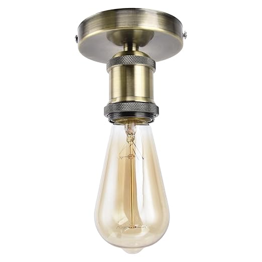 E26/E27 Screw Head Light Socket 100-240V Vintage Ceiling Light Wall Lamp Bulb Holder Socket for Hallway,Kitchen,Basement,Garage,Bar,Restaurant (Bronze)