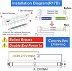 8Ft LED Ballast Bypass Bulbs 2 Pin,T8 LED Bulbs 8 Foot R17D Rotatable F96T12 HO LED Replacement Tube,144W T10 T12 8' Shop Lights,Double End Power 96", 18000LM Cold White 6500K,Clear Cover