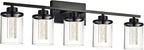 5-Light Black Bathroom Vanity Lights,Modern Wall Lamps for Bedroom,Dimmable Led Vanity Lighting for Bathroom Mirror,5CCT LED Wall Sconces Light Fixtures with Clear Glass Shade