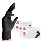 Jointown Vinyl Exam Gloves- 4 mil Safty Glove Latex-Free & Powder-Free, SGBE 8004 Synmax Disposable Medical Glove X-Large (2 Boxes of 100, Black)