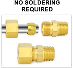 ChillWaves Brass Compression Tube Fitting, 5/16" OD x 1/4" NPT Male Compression Union Connector(10-PACK)
