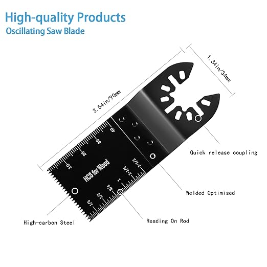 100pcs Oscillating Saw Blades Universal Wood Multitool Blades Quick Release Oscillating Tool Blades Kits Fit Porter Cable Black & Decker Rockwell Ridgid Ryobi Milwaukee Chicago Craftsman