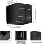 LANFU Solar Powered Motion Sensor Square Outdoor Wall Lights, Black Modern Up and Down Wall Lamps, IP65 Waterproof Warm White 3000K Wall Sconce Light Exterior for Fence Garden Outside