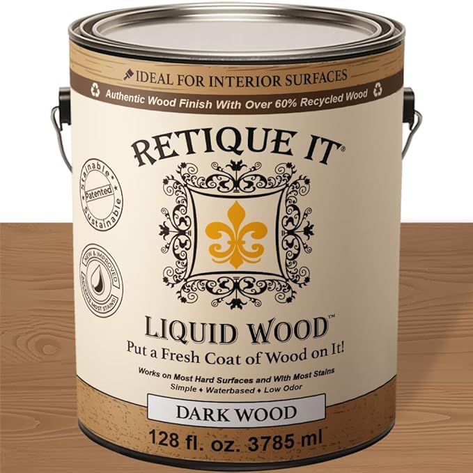 Retique It New and Improved Formula Liquid Wood Coatings - Stainable Primer - Paint It Then Stain it (Dark Wood, X-Large)
