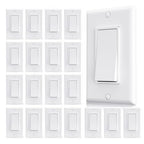 AIDA 4 Way Switch Decorative Light Switch, 15Amp, 120/277 Volt, AC Decorator Rocker Switch, Wall Plate Included, Self-Grounding, Residential and Commercial Grade, UL Listed (20 Pack, Glossy White)