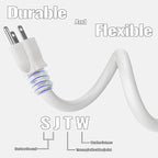 15 Ft Outdoor Extension Cord - 12/3 SJTW Heavy Duty White Extension Cable with 3 Prong Grounded Plug - Power Cord for Lawn, Garden, Appliances