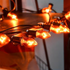 SUNSGNE 25 Pack C7 Orange Light Bulbs Halloween Christmas Replacement Bulbs, C7 Clear Orange Incandescent Light Bulbs for Outdoor Patio Xmas String Lights, E12/C7 Candelabra Base, 5 Watts