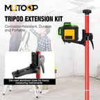 12Ft/3.7M Professional Telescoping Laser Level Pole with Tripod & Laser Mount - 1/4"-20 & 5/8"-11 Adapters, Adjustable Laser Pole Mount for Rotary/Line Lasers(Red)