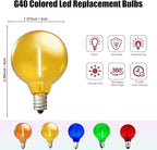 10 Pack G40 Yellow Led Replacement Bulbs,E12/C7 Candelabra Base,1 Watt Shatterproof Colored Bulbs for Christmas Halloween Outdoor Indoor Decor (Yellow)
