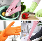 Alimat PluS 3 Colors Rubber Dishwashing Gloves Without Liner, Reusable Cleaning Gloves Latex Free, Waterproof Household Cleaning Gloves for Laundry, Gardening(Large)