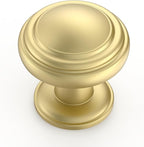 Amerdeco 10 Pack Brushed Gold Cabinet Knobs Single Hole Cabinet Pulls 1 Inch Drawer Knobs for Bathroom Cabinets ZH0086