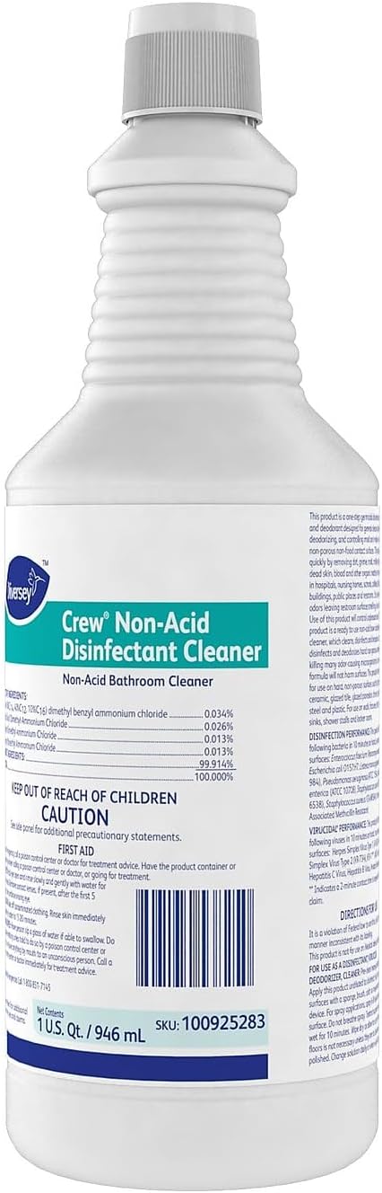 CREW Diversey 100925283 Neutral Non-Acid Bowl & Bathroom Disinfectant, 32 oz Squeeze Bottle, 12/CT