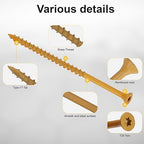 Deck Screws #10 x 4’’, T25 Star Torx Drive Flat Head Wood Screws, Tan, 5lb