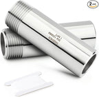 TAISHER 2PCS 304 Stainless Steel Pipe Fittings, 1" NPT Male Threaded, 4" Length Weld Nipple Cast Pipe