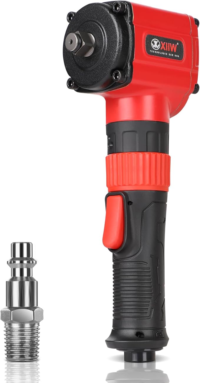 XIIW 1/2'' Angle Impact Wrench, Max Torque 910 ft-lbs, Compact Lightweight 3.63 lb Design, Heavy Duty 7500RPM 1/2 Mini Air Impact Gun Driver, Twin Hammer Pneumatic Tool