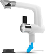 12V Faucet with Switch – German Made 1.5 BAR | Cold Water RV Sink Electric Faucet 360° Swivel Spout, 6A | for Camper Vans, Trailers, Marine Use | Single Hole – 12V Pump Compatible (White)