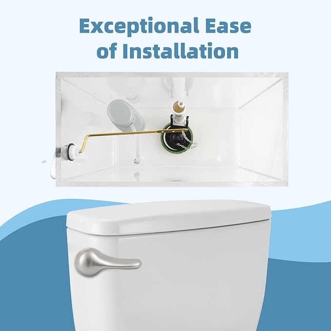 Universal Toilet Handle Replacement Kit Side Mount with 2-Inch Rubber Toilet Flapper, Toilet Tank Parts Compatible with Kohler, American Standard, TOTO, Mansfield, Angle Mount-Brushed Nickel
