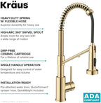KRAUS Bolden 2-in-1 Commercial Style Pull Down Single Handle Water Filter Kitchen Faucet for Reverse Osmosis or Water Filtration System in Spot-Free Antique Champagne Bronze, KFF-1610SFACB