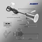 MALORY 6-Pack Recessed LED Deck Light, 1W 5000K12V Low Voltage Landscape Lighting, Outdoor Step Stair Lights,Full 304 Stainless Steel Deck Lighting for Outside Floor Yard (SG07, 6-Pack 5000K)