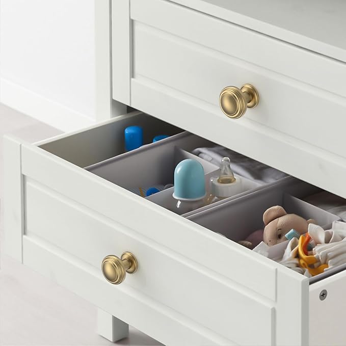 Amerdeco 10 Pack Champagne Bronze Cabinet Knobs Single Hole Cabinet Pulls 1 Inch Drawer Knobs for Bathroom Cabinets ZH0086