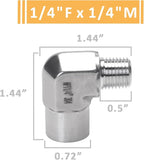 90 Degree Street Elbow - 1/4" NPT Male to 1/4" NPT Female Stainless Steel 304 Heavy Duty Forged Barstock Street Elbow Adapter Pipe Fitting (pack of 2)