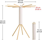 LEQ Drying Rack Portable,Foldable Drying Rack Clothing with 12 Wood Drying Arms, Standing Laundry Hanger Rack Round Collapsible & Portable Handle for Laundry Room, Balcony, Bedroom, RV