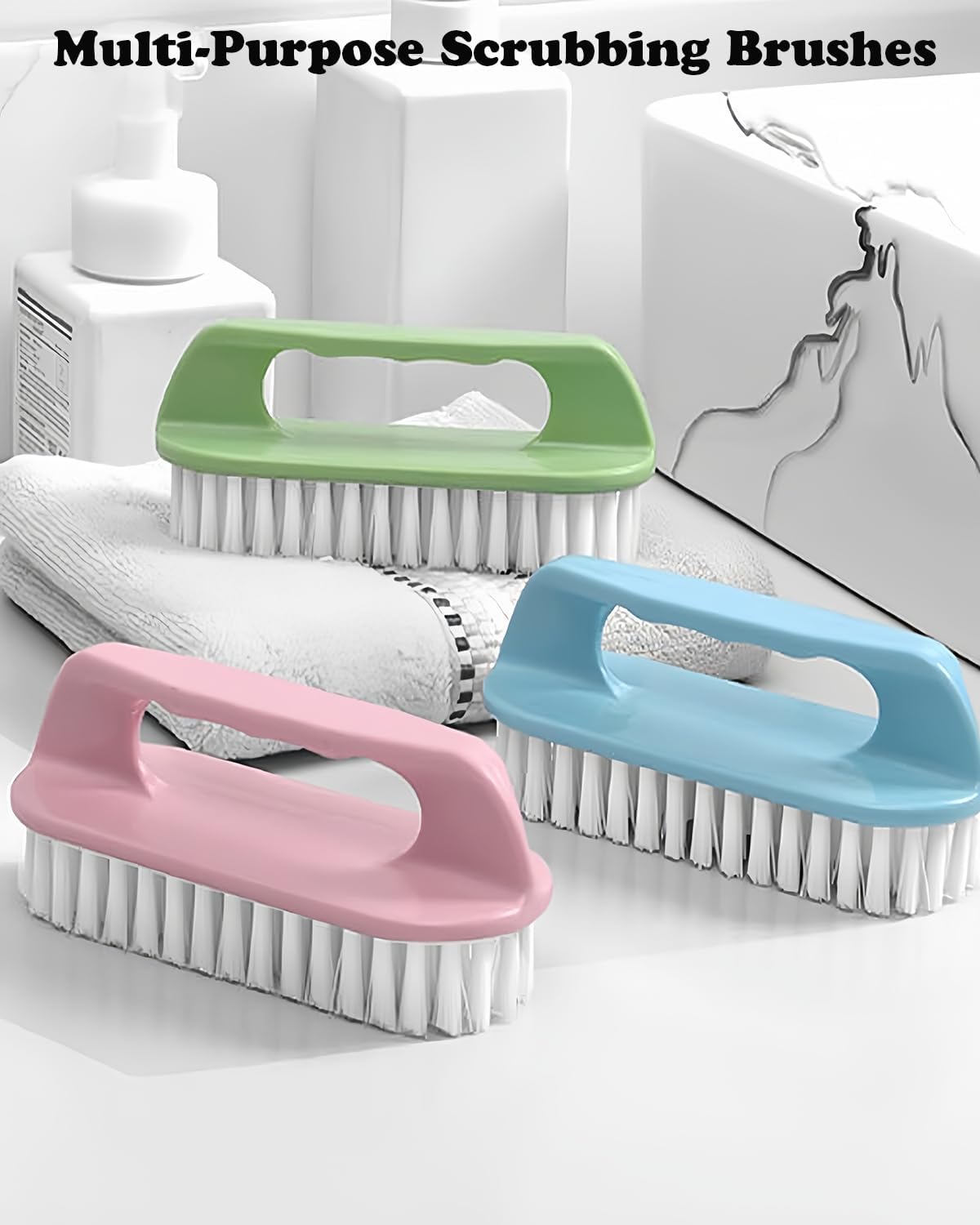 Scrub Brush for Cleaning-3 Pack Scrubbing Brushes Heavy Duty Multi-Purpose Household Cleaning Brush with Stiff Bristles Comfort Grip Scrubber Cleaner Brush for Bathtub Sink Carpet Floor & More