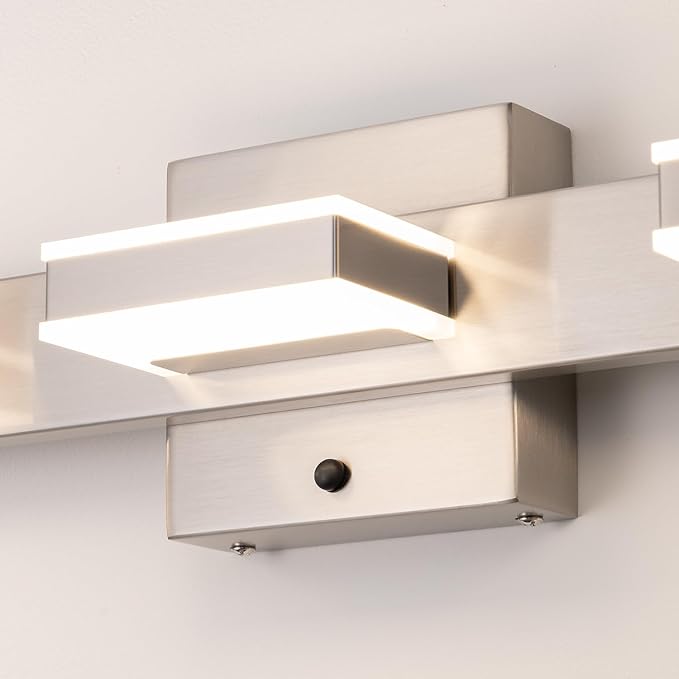 mirrea 20" Brushed Nickel Vanity Lights for Bathroom 3 Light Vanity Lighting Fixtures for Mirror 3 CCT Adjustable LED Vanity Light