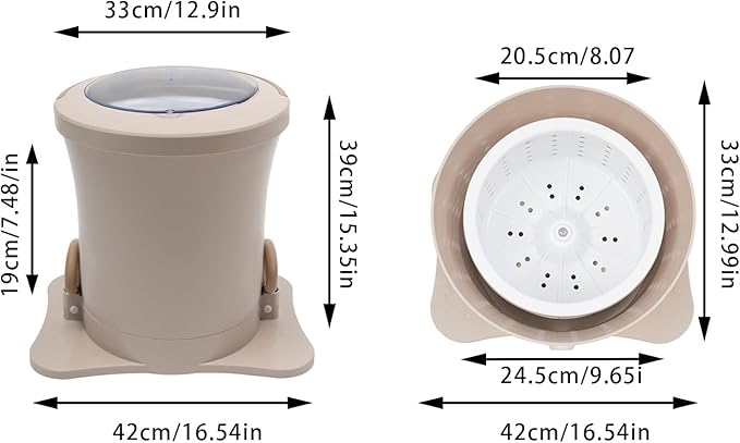 Mini Portable Washing Machine, 2 in 1 Hand Cranked Manual Clothes Non-Electric Washing Machine and Spin Dryer, 9L Capacity Washer/Dryer for Camping, Apartments, RV's, Outdoor(Apricot Large)