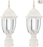 LIT-PaTH LED Outdoor Post Lighting Fixture, Pole Lantern, 9.5W 800 Lumens, 5000K Daylight White, Aluminum Housing Plus Glass, Matte White Finish, 2-Pack